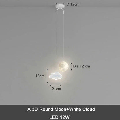 DecorBites™ Kids Star Cloud Moon Pendant Lamp with Remote Control Dimming