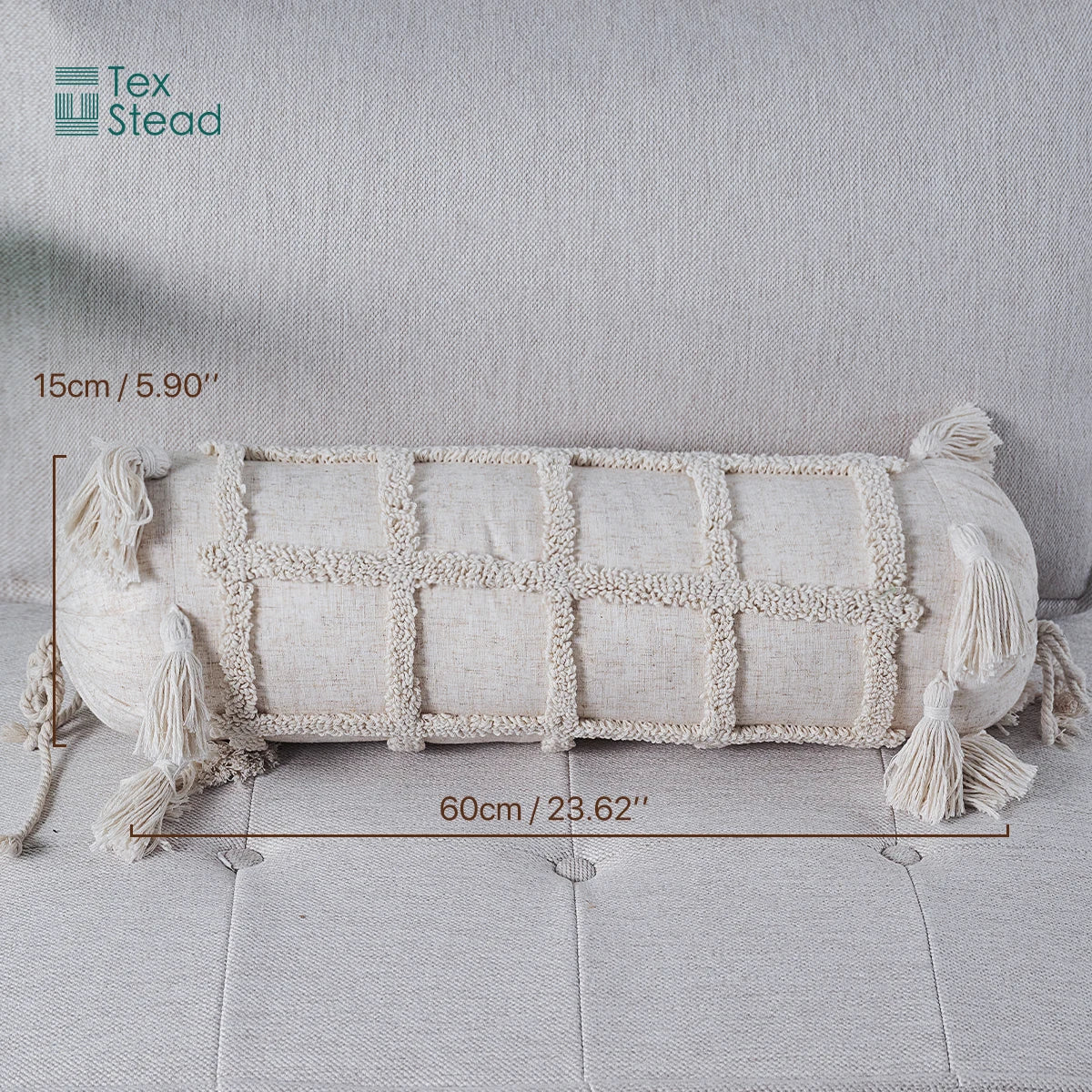 DecorBites™ Boho Tufted Tassel Lumbar Throw Pillow