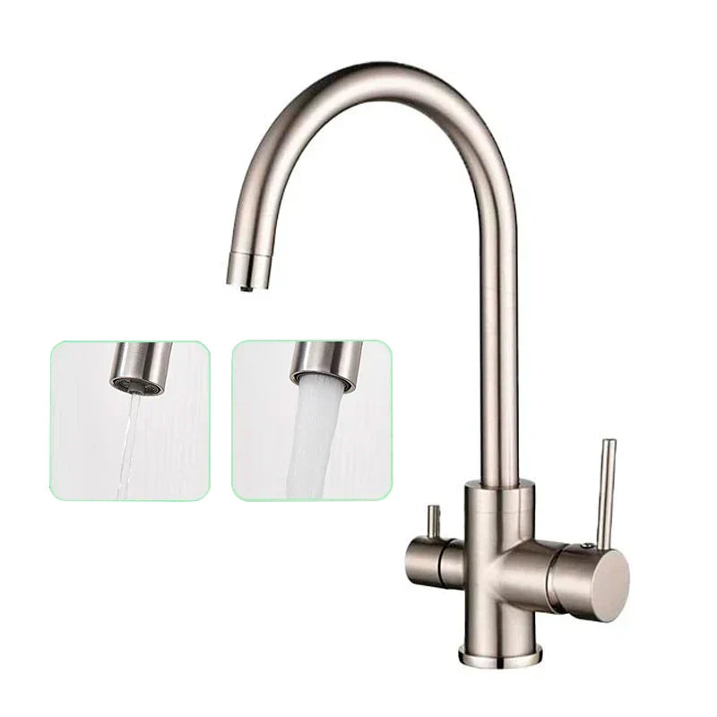 DecorBites™ Black Purified Water Kitchen Faucet Hot Cold Mixer Dual Handles Drinking Water Tap