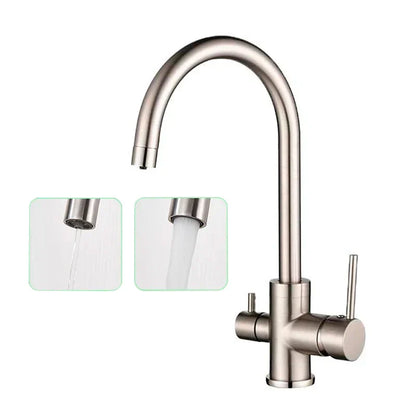 DecorBites™ Black Purified Water Kitchen Faucet Hot Cold Mixer Dual Handles Drinking Water Tap