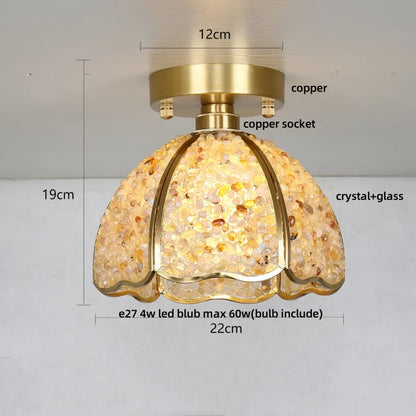 DecorBites™ Copper Canopy LED Ceiling Light Glass Crystal Nordic Modern Decor for Home