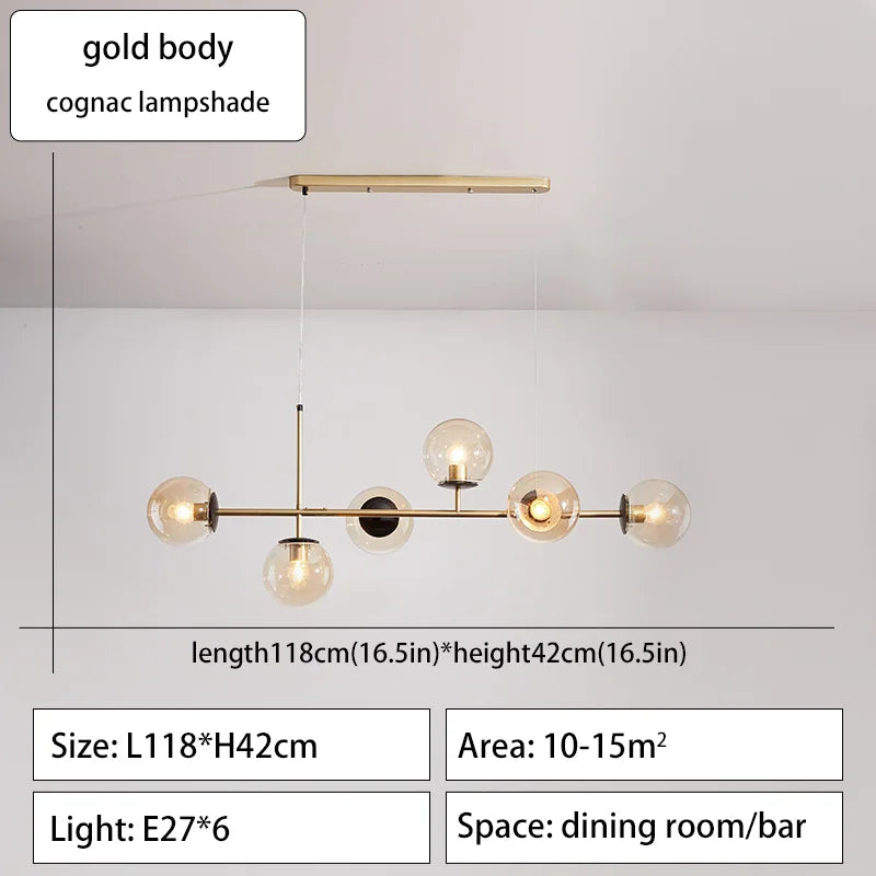 DecorBites™ Glass Ball Ceiling Chandelier for Kitchen Dining Living Room