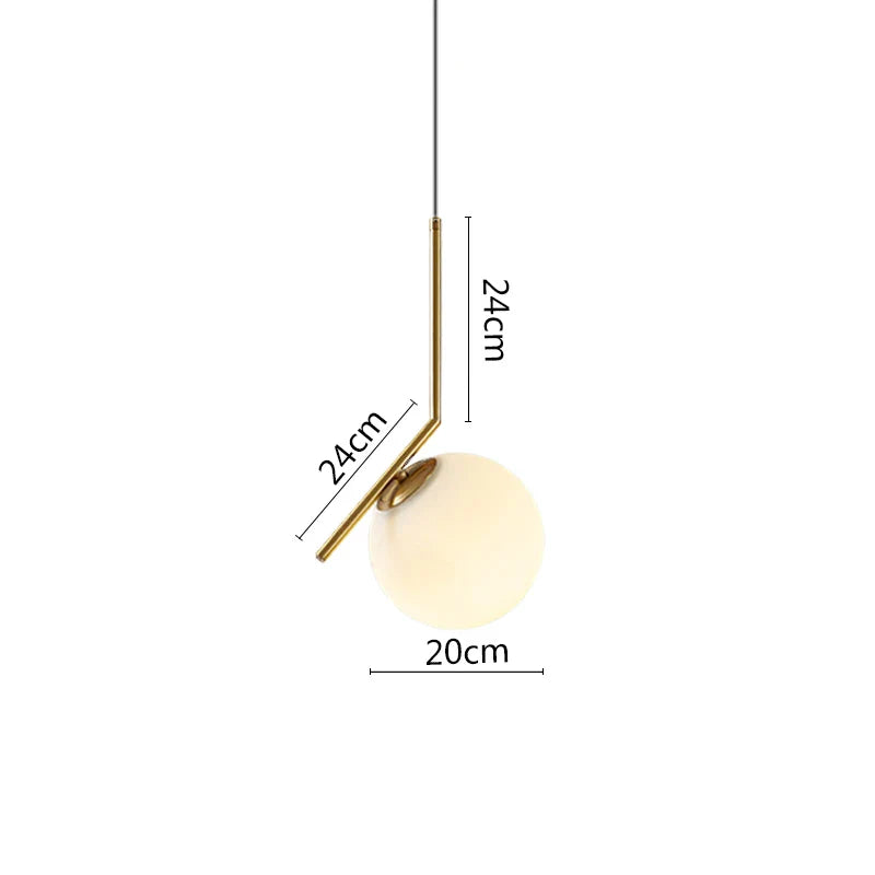 DecorBites™ Black Metal Ring Pendant Lights Glass Ball LED Lighting Fixture