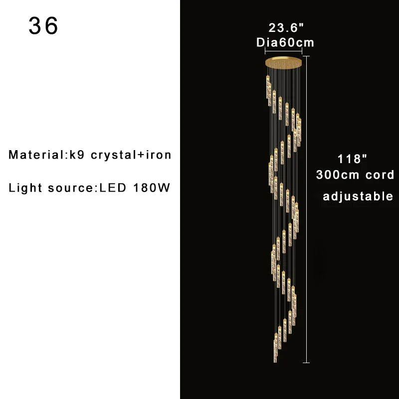 DecorBites™ Crystal Chandelier for Two-storey Foyer & Circular Stairwell