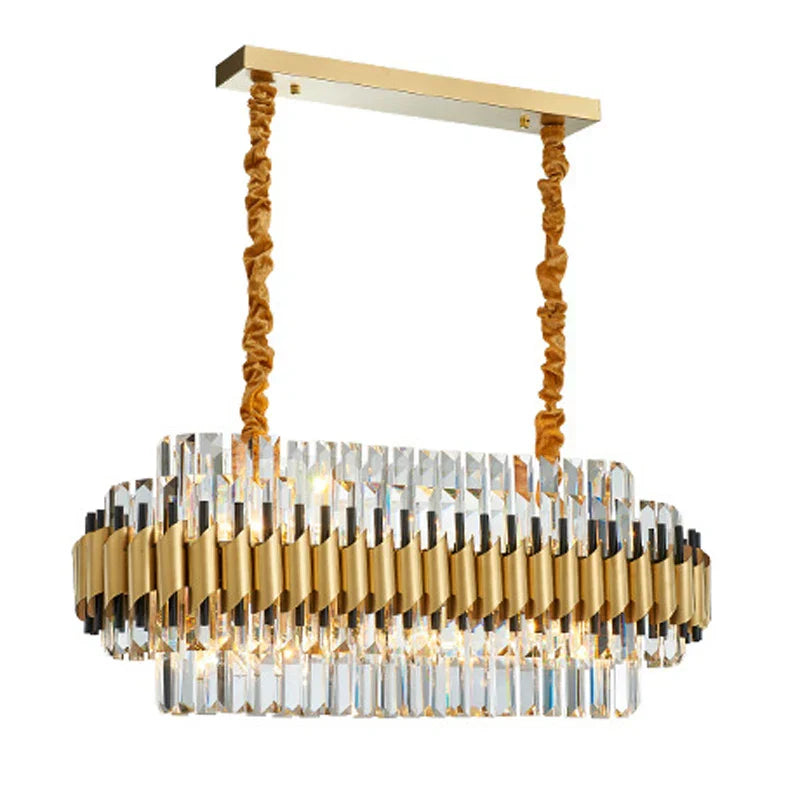 DecorBites™ Gold Crystal Chandelier LED Ceiling Pendant Light - Luxurious Living Room Decor