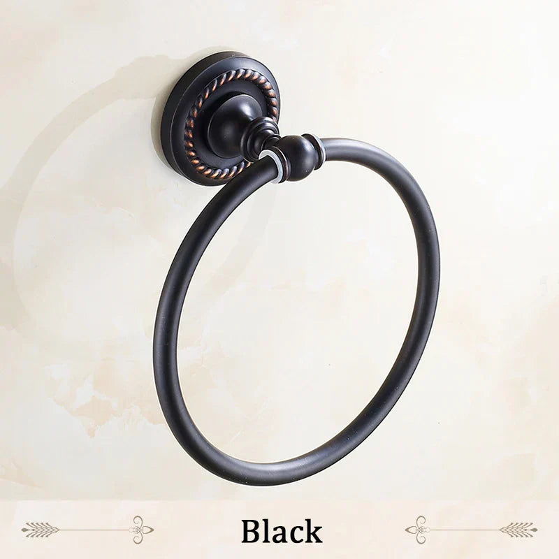 DecorBites™ Antique Brass Towel Ring Wall Mounted Rack Shelf Bathroom Towel Holder