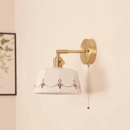DecorBites™ Ceramic LED Wall Lamps Pull Chain Switch Rotate Copper Vanity Light