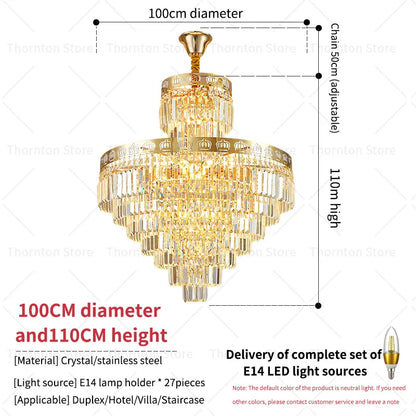 DecorBites™ Crystal Duplex Chandelier for Luxury Hollow Living Room Décor