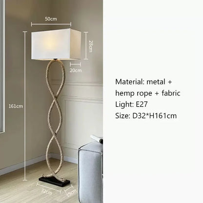 ™ Hemp Rope Fabric Shade LED Floor Lamp for Home Decor