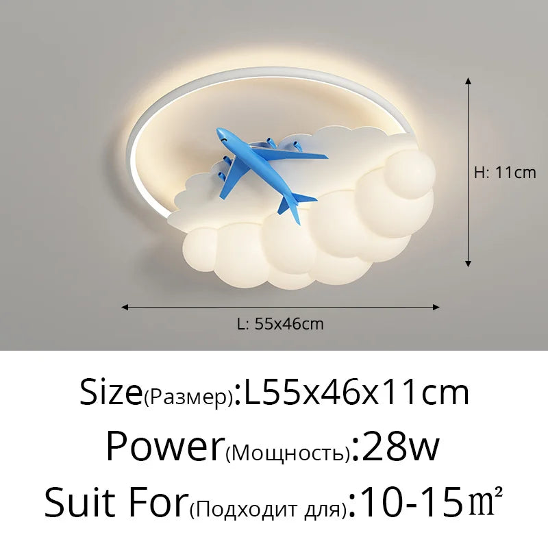 DecorBites™ Kids Cloud Airplane Chandelier Ceiling Light for Children's Bedroom