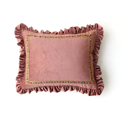 ™ Luxe Chenille Ruffled Green Lumbar Pillow Cover 35x45