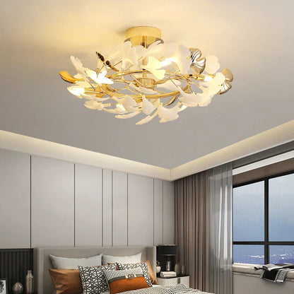 DecorBites™ Ginkgo Leaf Bedroom Lamp: Post-modern Romantic Art Ceiling Light for Master Bedroom