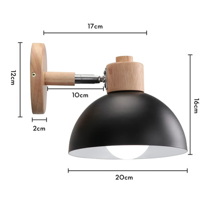 DecorBites™ Black Wooden Wall Light Modern E27 LED Sconce Living Room Decor