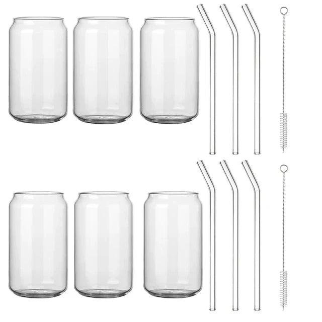 DecorBites™ Glass Drink Cup with Bamboo Lid - High Borosilicate Glass Tea Juice Coffee Mug