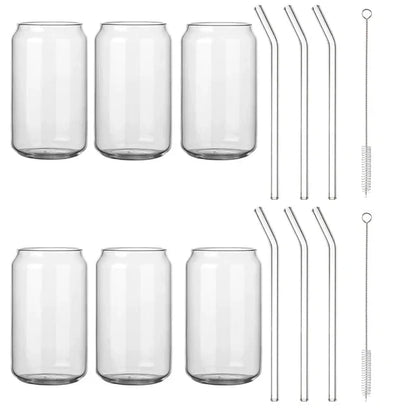 DecorBites™ Glass Drink Cup with Bamboo Lid - High Borosilicate Glass Tea Juice Coffee Mug