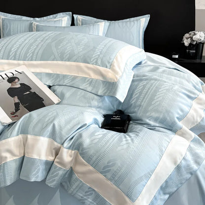 DecorBites™ Cotton Jacquard Duvet Cover Set for Queen Double Bed - High End & Cozy