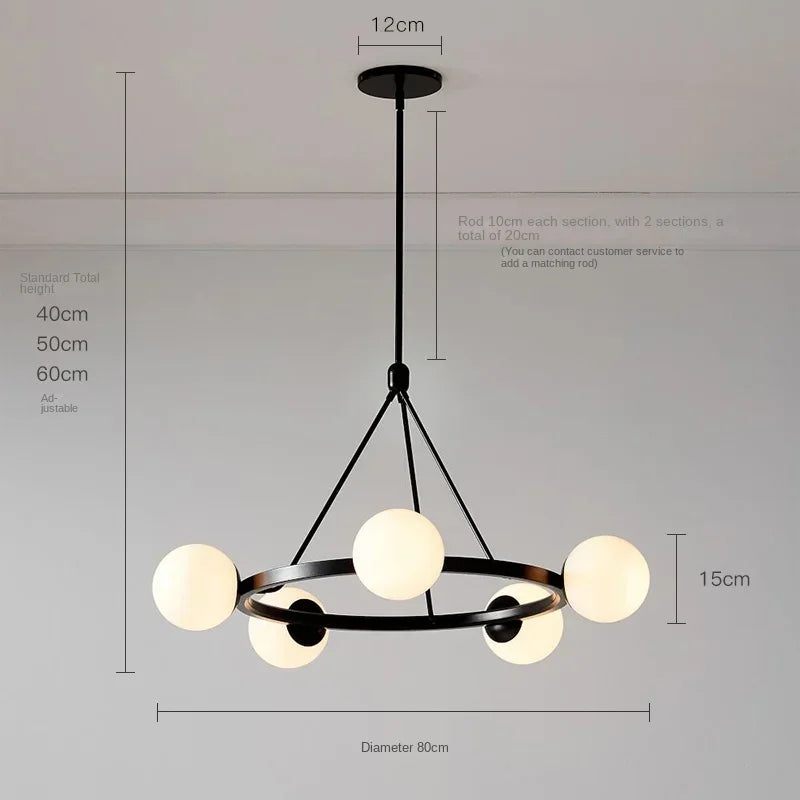 DecorBites™ Glass Ball Chandelier LED Hanging Lamp Modern Nordic Style Pendant Light