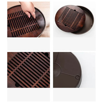 DecorBites™ Bamboo Tea Tray Drainage Storage Kung Fu Tea Set Household Board