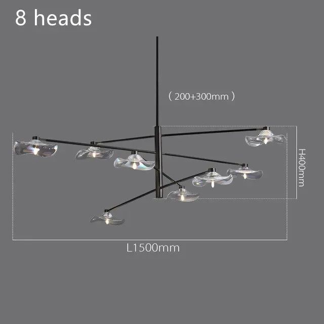 DecorBites™ Lotus Leaf Glass Iron Chandelier for Bedroom Living Room Hall Lighting