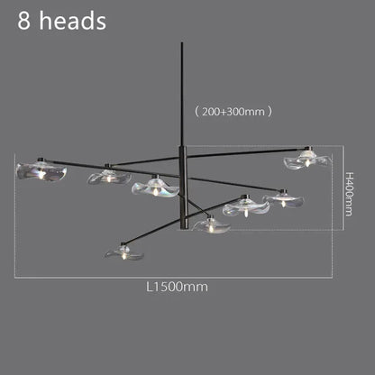 DecorBites™ Lotus Leaf Glass Iron Chandelier for Bedroom Living Room Hall Lighting