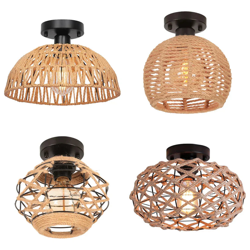 ™ Hemp Rope Ceiling Chandelier for Bedroom Living Room Kitchen LED