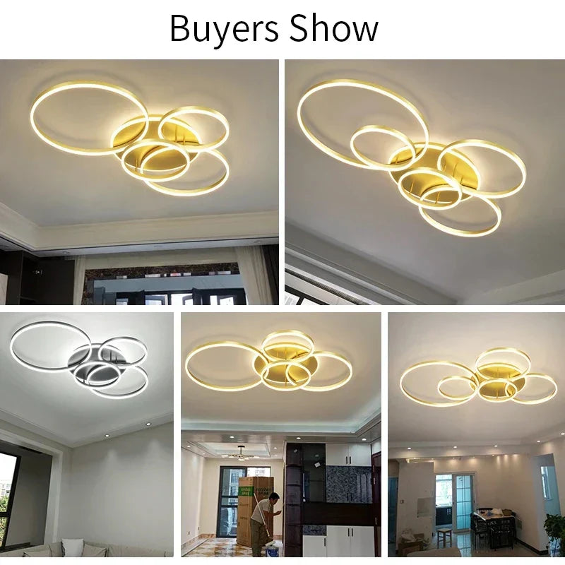 DecorBites™ Aluminum Circle LED Chandelier Ceiling Light for Bedroom Living Room Kitchen
