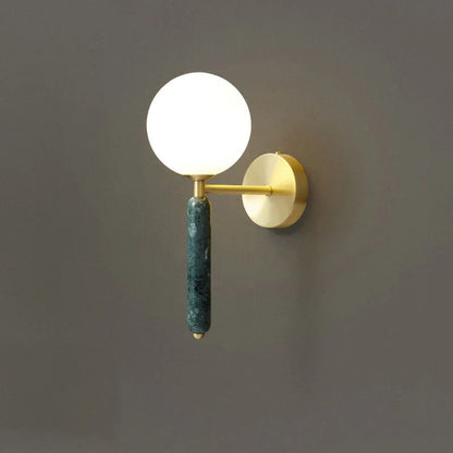 DecorBites™ Italian Green Marble Glass Ball Wall Lamp for Hotel Restaurant Decor