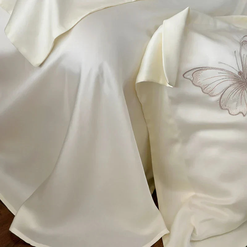 DecorBites™ Butterfly Flowers Embroidery 800TC Eucalyptus Fiber Bedding Set