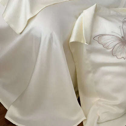 DecorBites™ Butterfly Flowers Embroidery 800TC Eucalyptus Fiber Bedding Set