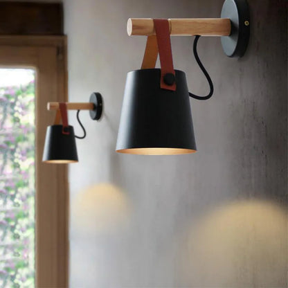 DecorBites™ Black Wooden Wall Light Modern E27 LED Sconce Living Room Decor