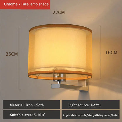 DecorBites™ Chinese Style Cloth Covered Wall Lamp for Bedroom and Living Room
