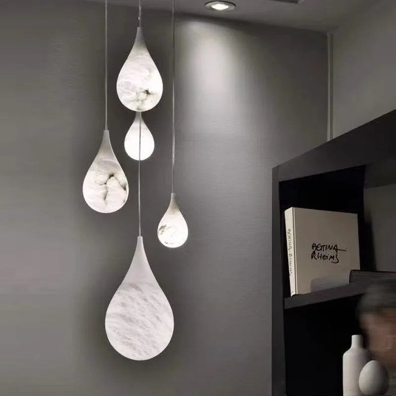 DecorBites™ Alabaster Pendant Lights LED Designer Hanging Lamps For Living Room