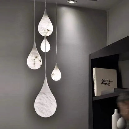 DecorBites™ Alabaster Pendant Lights LED Designer Hanging Lamps For Living Room