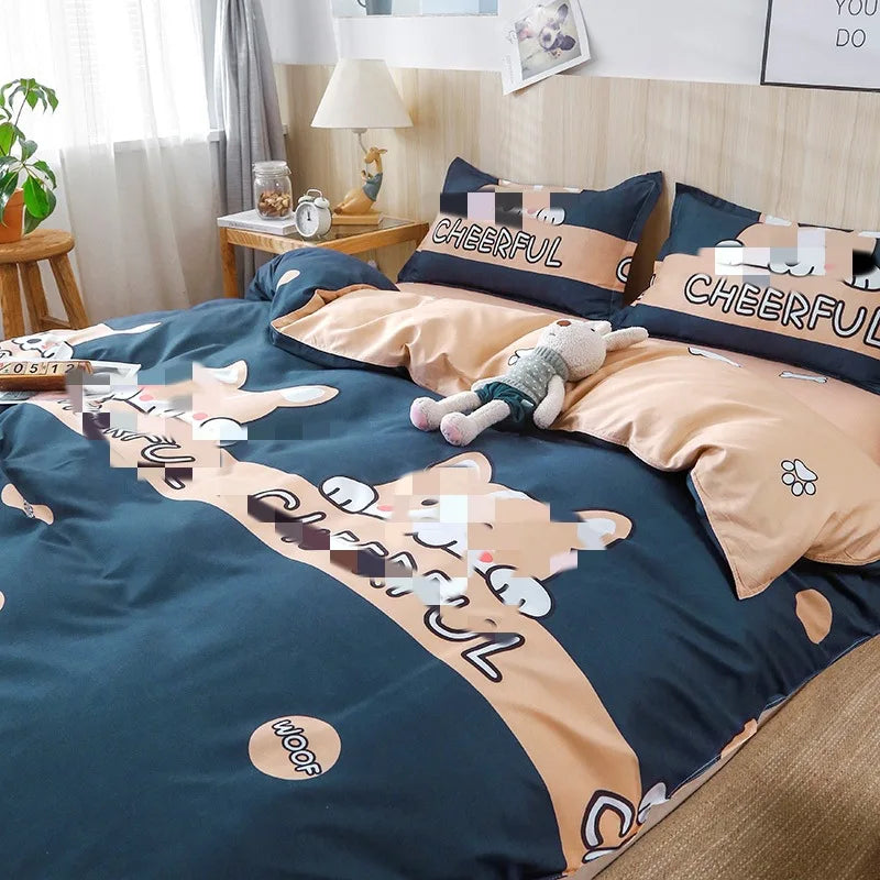 DecorBites™ Cartoon Lattice Floral Geometric Pattern Bedding Set