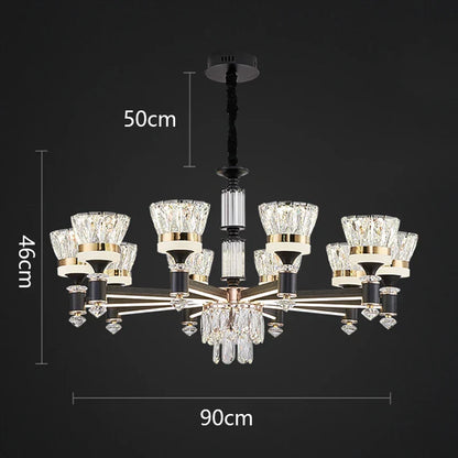 DecorBites™ Crystal Chandelier Pendant Light for Living and Dining Room Luxury Home Decor