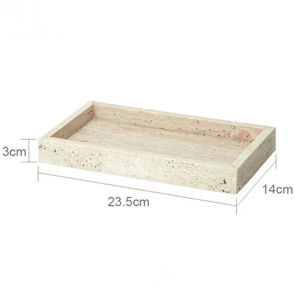 DecorBites™ Beige Travertine Marble Bathroom Accessories Set - Soap Dispenser, Soap Dish, Reed Diffuser