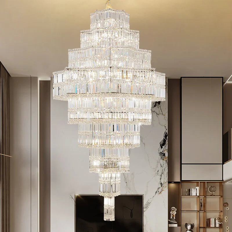 DecorBites™ Crystal Chandelier for Living Room in European Duplex Villa with Post-Modern Hall Luxury