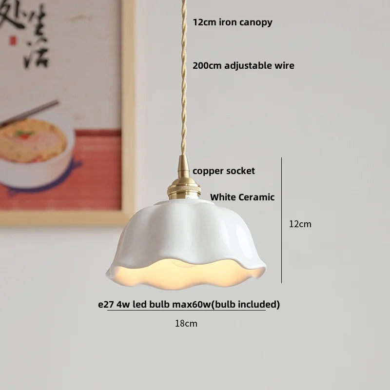 DecorBites™ Ceramic LED Pendant Lamp with Adjustable Copper Socket - Nordic Modern Home Decor