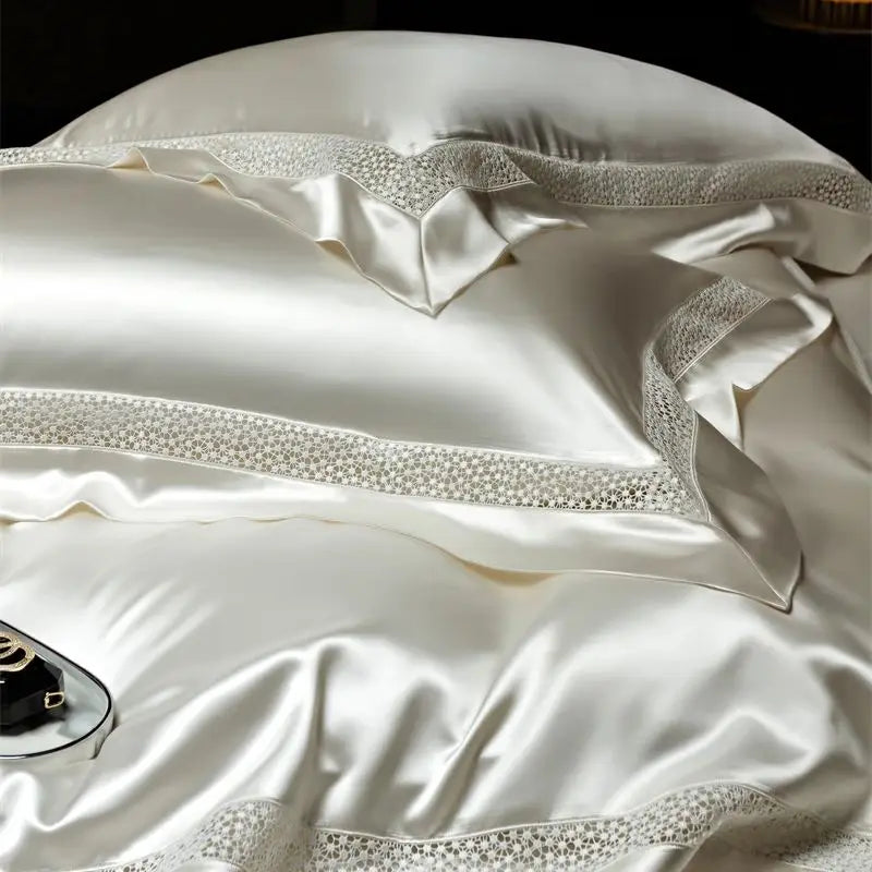 DecorBites™ French Hollow Luxury Bedding Set with Lyocell Cotton Duvet Cover, Sheet & Pillowcases