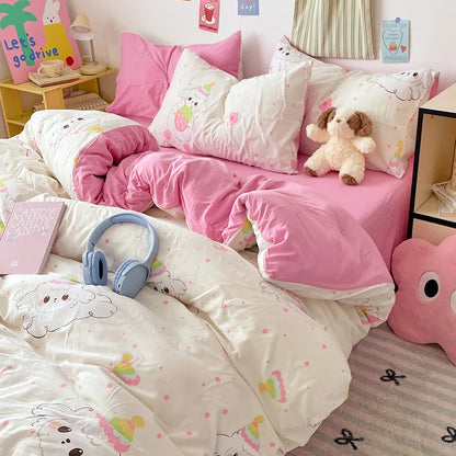 DecorBites™ Cartoon Pattern Cotton Bed Sets Quilt Cover Sheet Pillowcase Bedclothes