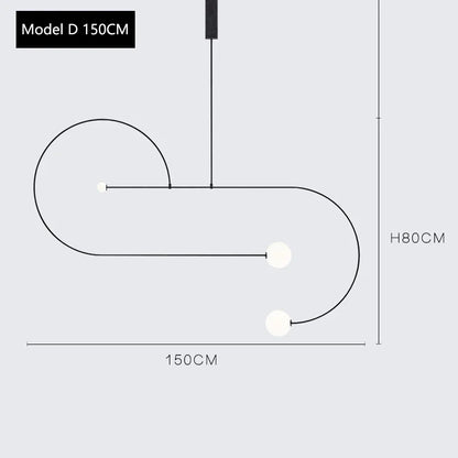 DecorBites™ Arc Line Chandelier: Nordic Suspension Pendant for Living Dining Room Kitchen