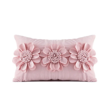 DecorBites™ 3D Velvet Flower Pillow Covers in Yellow Beige 45x45cm