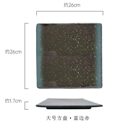 DecorBites™ Glazed Barbecue Wing Plate with Knife - Japanese Style Tray for Roast Wings and Fish