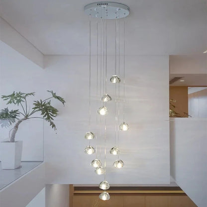 DecorBites™ Crystal Water Droplet Chandelier: Modern LED Staircase Pendant Light - Luxury Ball Hanging Lamp