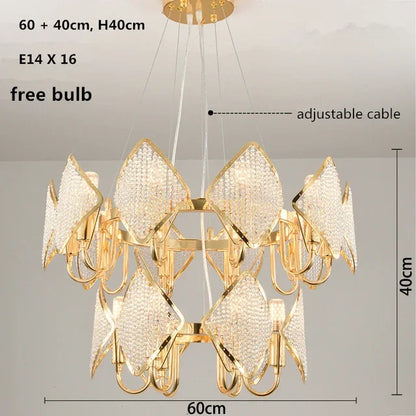 DecorBites™ Crystal Chandelier Pendant Light: Elegant Modern Luxury for Living Room Decor