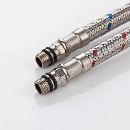 DecorBites™ 60cm Stainless Steel Flexible Plumbing Pipes for Cold Hot Mixer Faucet Water Supply