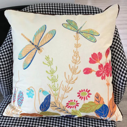 DecorBites™ Butterfly & Dragonfly Sofa Cushion Cover, European Embroidered Design