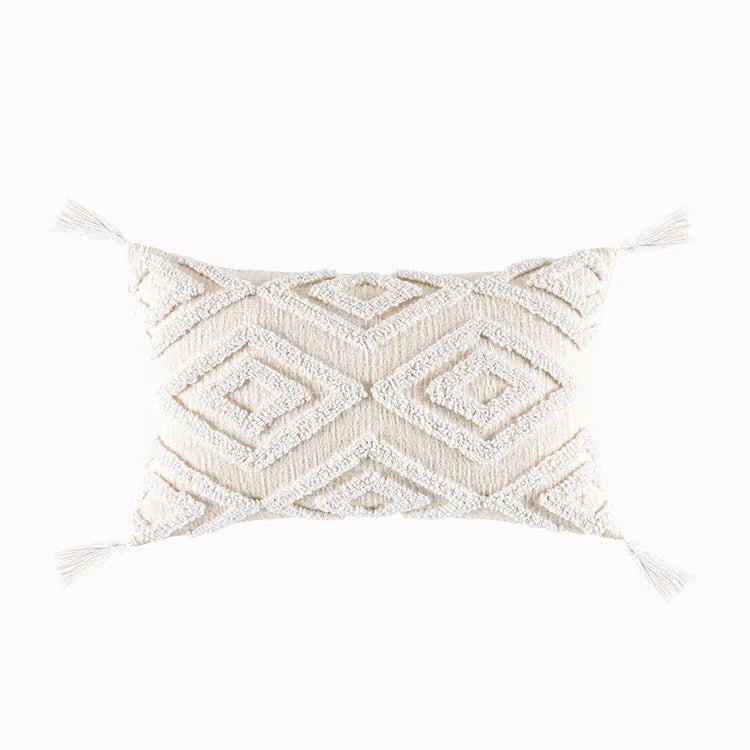 DecorBites™ Bohemian Tufted Tassel Cushion Cover | Plush Embroidered Decorative Pillow for Sofa