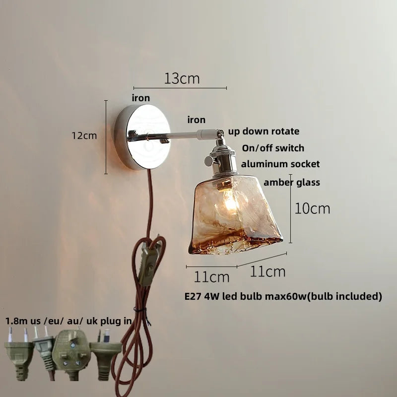 DecorBites™ LED Glass Wall Light Fixture Modern Rotate Bedside Lamp Wandlamp