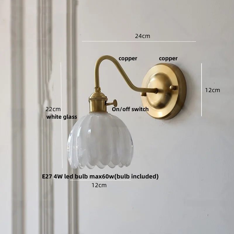 DecorBites™ Glass Copper Knob Switch LED Wall Sconce - Modern Nordic Design